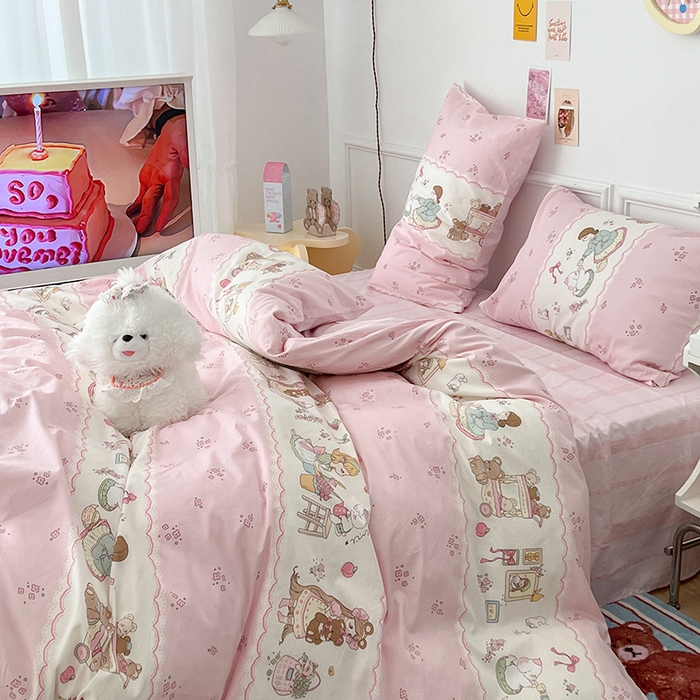 91家纺网 家纺一手货源 找家纺 昔可 2024新款13070全棉四件套系列（第三批） 樱芙公主的一天