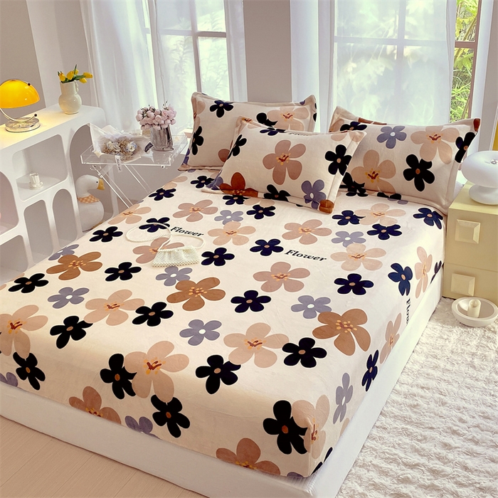 91家纺网 家纺一手货源 找家纺 凯儿家纺  2024新款加厚高克重印花系列单床笠 落樱缤纷