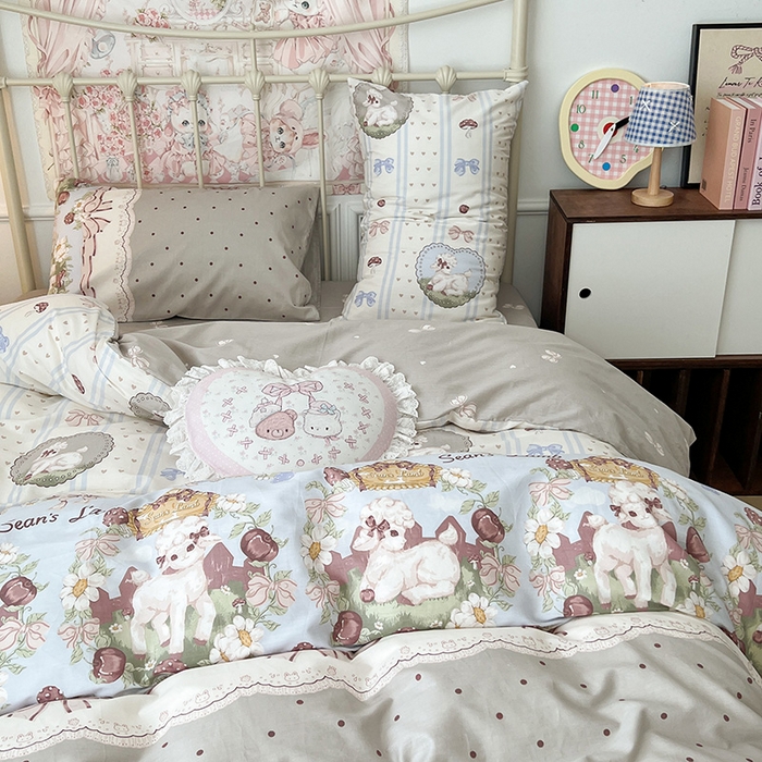 91家纺网 家纺一手货源 找家纺 昔可 2024新款13070全棉四件套系列（第三批） 昭和小羊