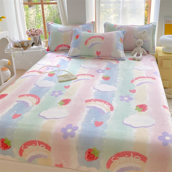 91家纺网 家纺一手货源 找家纺 凯儿家纺  2024新款加厚高克重印花系列单床笠 云间光彩