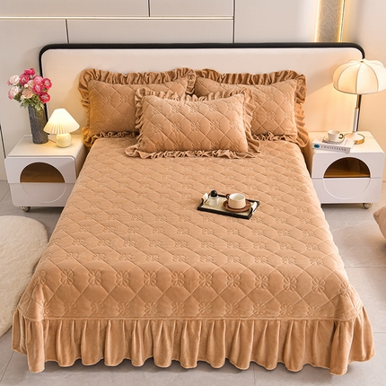 馨梦缘 2025新款亲肤舒适纯色高克重牛奶绒单床盖 单床盖-驼