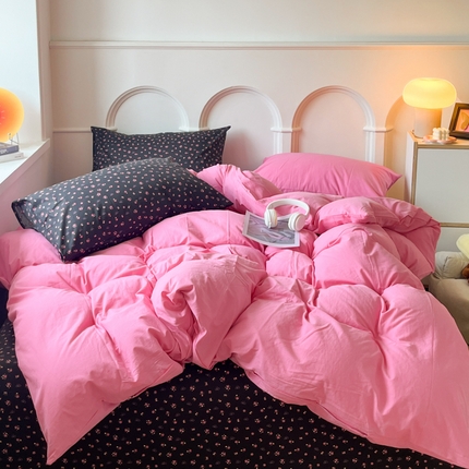 （总）千朵 2024新款全棉水洗棉混搭双拼四件套