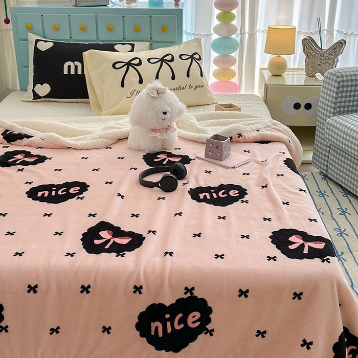 91家纺网 家纺一手货源 找家纺 昔可家纺 2024新款羊羔绒牛奶绒毛毯系列（三）-ins小清新系列 蕾系少女