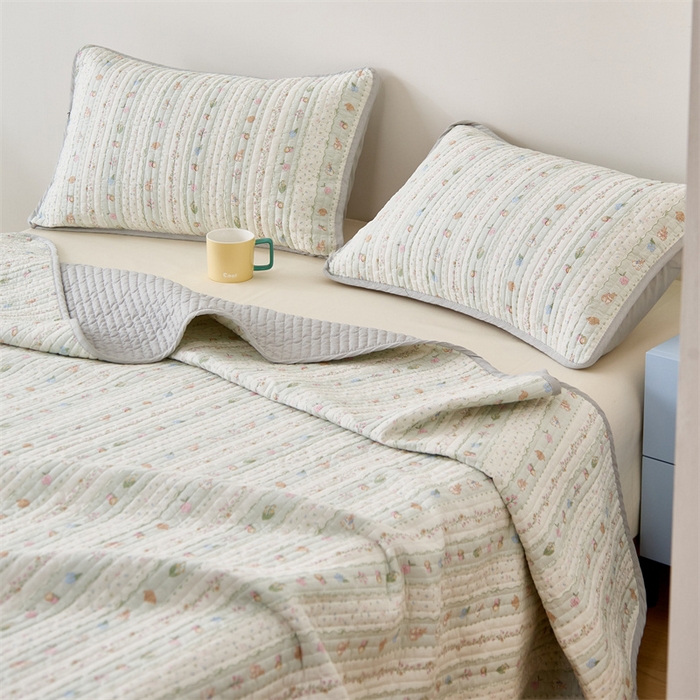 91家纺网 家纺一手货源 找家纺 美优兰 2025春款全棉单面高温砂洗床盖 潘多拉