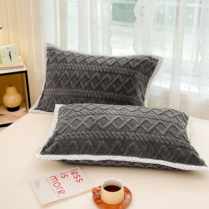 梦舒羽  2025新款220克高克重塔芙绒枕套枕芯套宿舍枕头套单人一对装 至尊灰