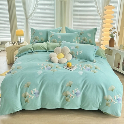 91家纺网 家纺一手货源 找家纺 （总）优尚家纺 2025新款全棉磨毛纯棉喷气印花清新轻奢款四件套