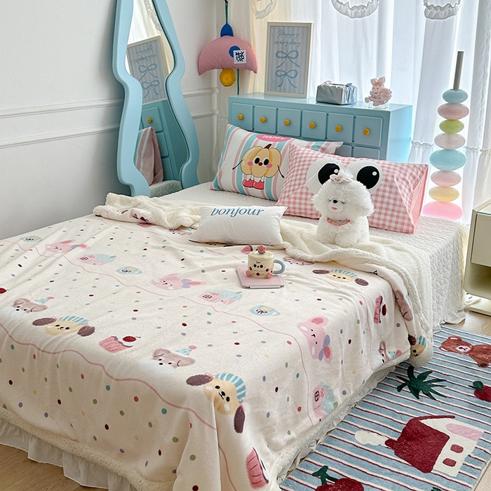 91家纺网 家纺一手货源 找家纺 昔可家纺 2024新款羊羔绒牛奶绒毛毯系列（三）-卡通系列 萌宠小窝