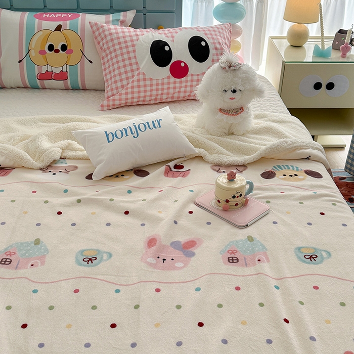 91家纺网 家纺一手货源 找家纺 昔可家纺 2024新款羊羔绒牛奶绒毛毯系列（三）-卡通系列 萌宠小窝