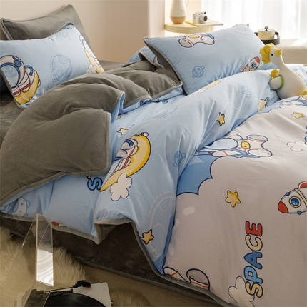 91家纺网 家纺一手货源 找家纺 (总）红粉佳人 2025新款棉加绒印花四件套