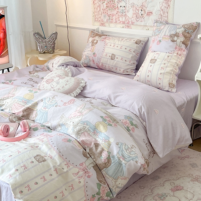 91家纺网 家纺一手货源 找家纺 昔可 2024新款13070全棉四件套系列（第三批） 小熊时光屋