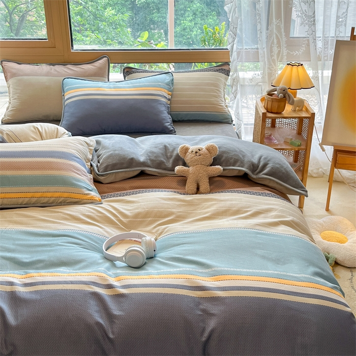 91家纺网 家纺一手货源 找家纺 红粉佳人 2025新款棉加绒印花四件套 莫兰迪