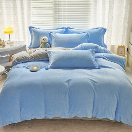 91家纺网 家纺一手货源 找家纺 【91特价】慕晨 加厚牛奶绒纯色拼色四件套（花型随机发货）