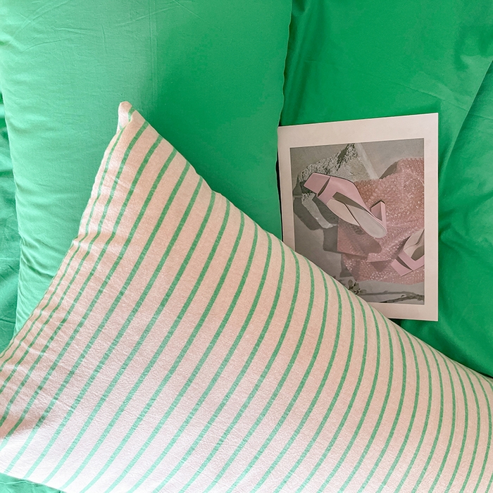 91家纺网 家纺一手货源 找家纺 （总）千朵 2024新款ins风多巴胺撞色条纹全棉水洗棉四件套-可乐系列