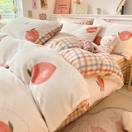 91家纺网 家纺一手货源 找家纺 （总）2024新款200g加厚防静电牛奶绒小清新四件套