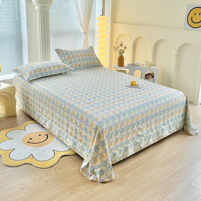 91家纺网 家纺一手货源 找家纺 优尚家纺 2025新款全棉磨毛纯棉喷气印花清新轻奢款四件套 清新款-林间织梦