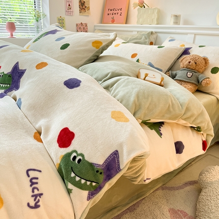 91家纺网 家纺一手货源 找家纺 （总）2024新款200g加厚防静电牛奶绒小清新四件套