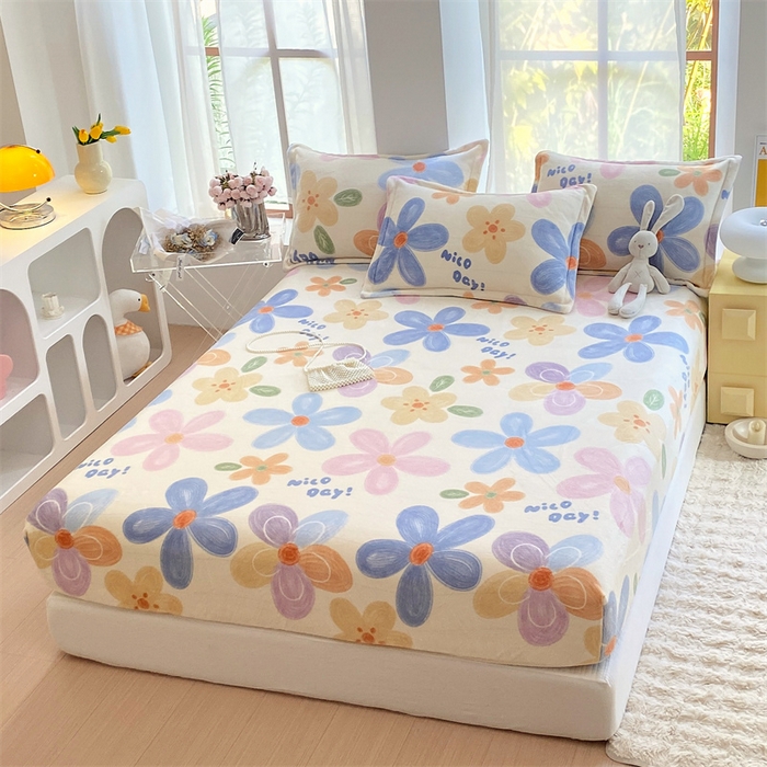 91家纺网 家纺一手货源 找家纺 凯儿家纺  2024新款加厚高克重印花系列单床笠 花香油彩