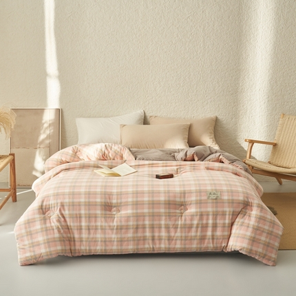 2024新款b类无印风100%新疆棉花冬被被子被芯 无印风-奶昔格