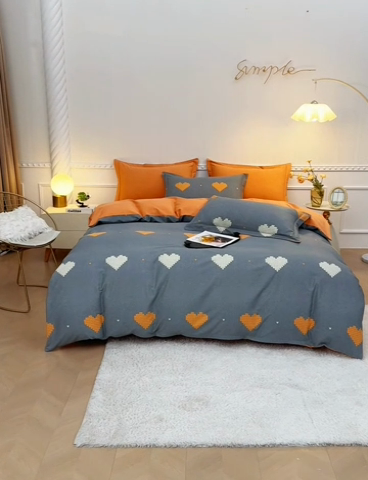 91家纺网 家纺一手货源 找家纺 优尚家纺 2025新款全棉磨毛纯棉喷气印花清新轻奢款四件套 轻奢款-暮色心绘