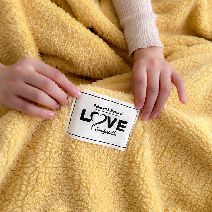 91家纺网 家纺一手货源 找家纺 沐棉 2024新款羊羔绒泰迪绒毛毯 柠檬黄