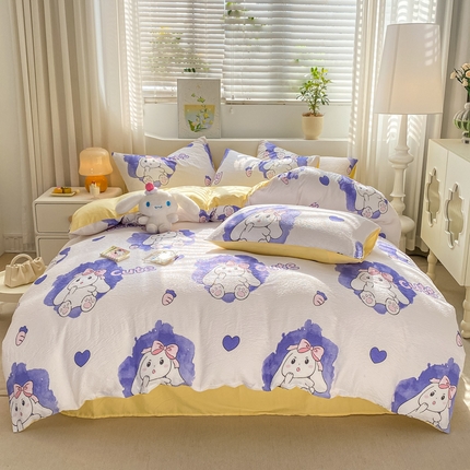 91家纺网 家纺一手货源 找家纺 （总）悦织湾家纺 2025新款轻奢北欧风小清新印花水洗棉四件套