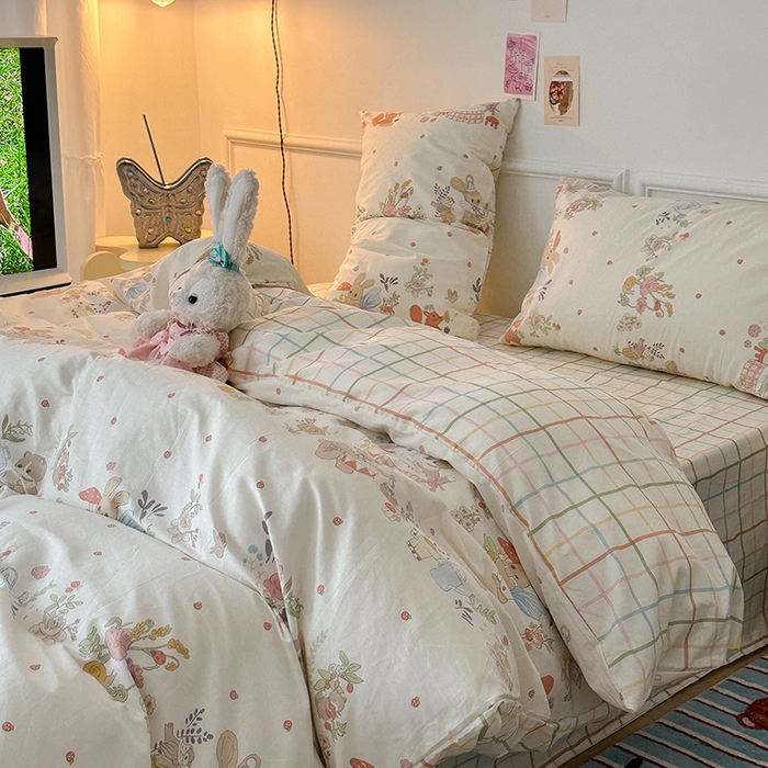 91家纺网 家纺一手货源 找家纺 昔可 2024新款13070全棉四件套系列（第三批） 小兔派对