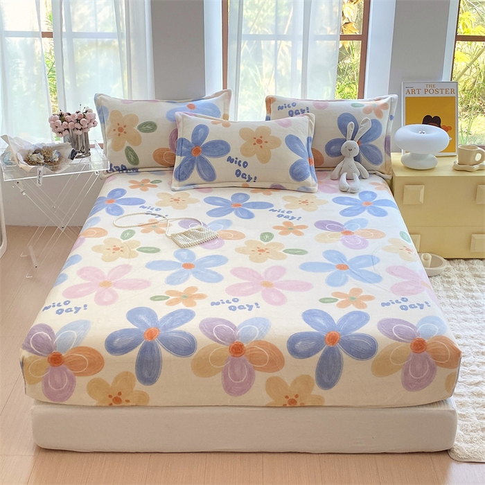 91家纺网 家纺一手货源 找家纺 凯儿家纺  2024新款加厚高克重印花系列单床笠 花香油彩