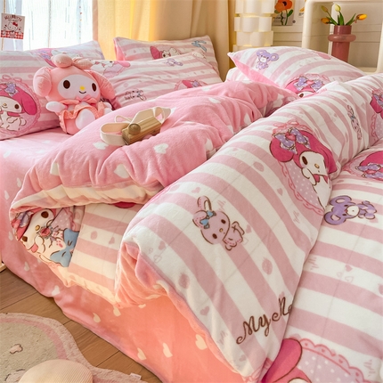 2024新款三丽鸥牛奶绒小版四件套 甜甜美乐蒂专版
