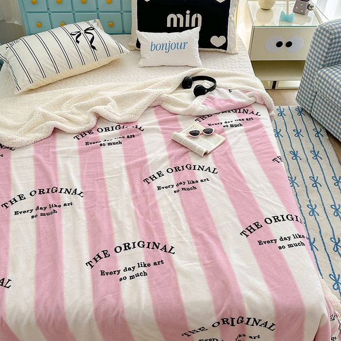 91家纺网 家纺一手货源 找家纺 昔可家纺 2024新款羊羔绒牛奶绒毛毯系列（三）-ins小清新系列 粉墨甜心