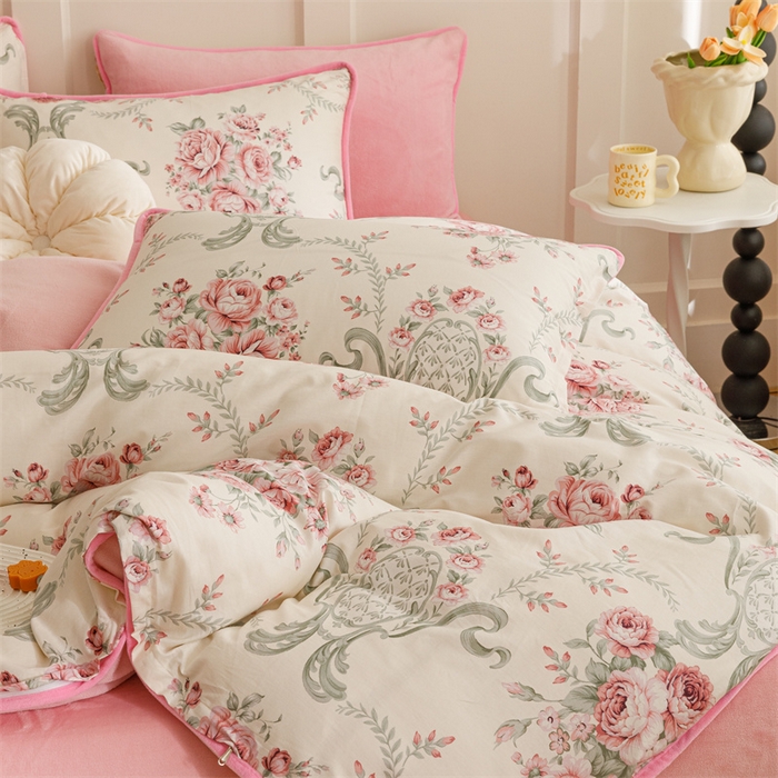 91家纺网 家纺一手货源 找家纺 红粉佳人 2025新款棉加绒印花四件套 牡丹亭