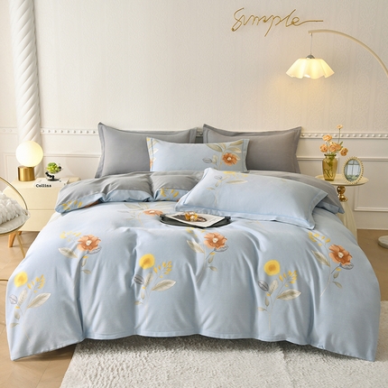 91家纺网 家纺一手货源 找家纺 （总）优尚家纺 2025新款全棉磨毛纯棉喷气印花清新轻奢款四件套