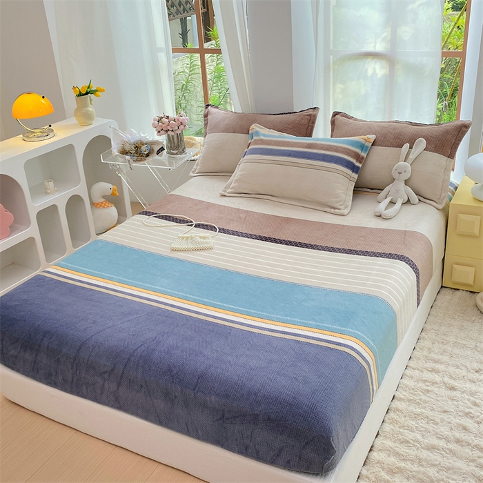 91家纺网 家纺一手货源 找家纺 凯儿家纺  2024新款加厚高克重印花系列单床笠 莫兰迪-兰