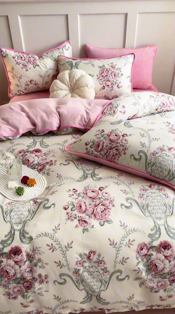 91家纺网 家纺一手货源 找家纺 红粉佳人 2025新款棉加绒印花四件套 牡丹亭