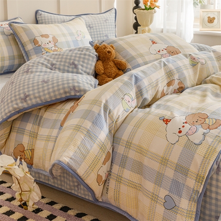 红粉佳人 2025新款棉加绒印花四件套 幼稚园伙伴