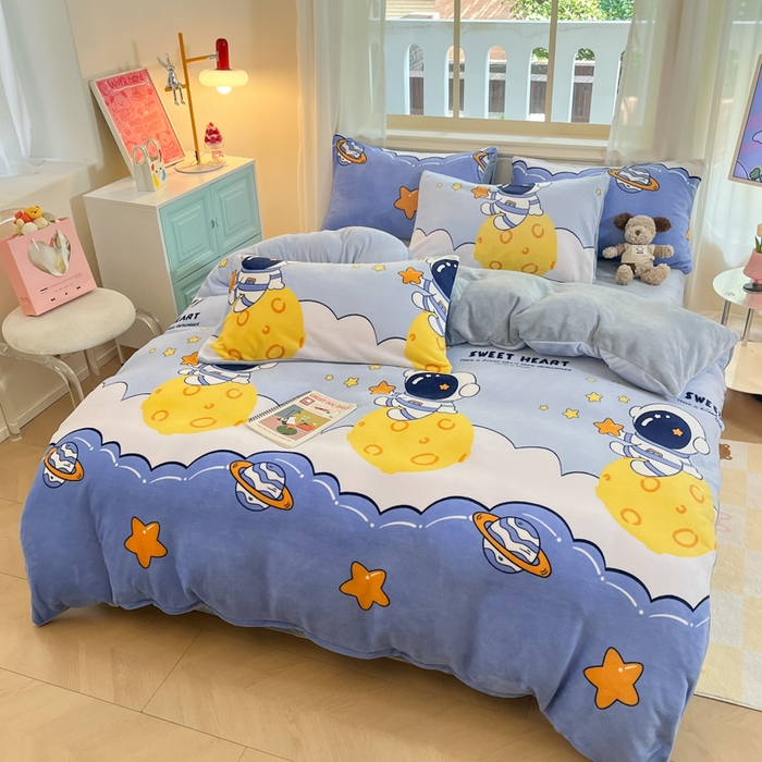 91家纺网 家纺一手货源 找家纺 （总）卡派 2024新款冬季亲肤透气牛奶绒印花四件套