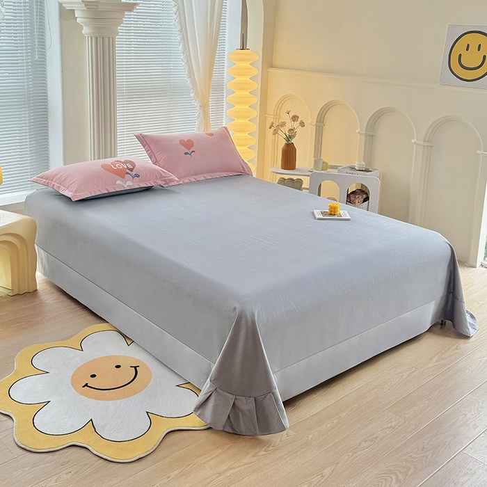 91家纺网 家纺一手货源 找家纺 优尚家纺 2025新款全棉磨毛纯棉喷气印花清新轻奢款四件套 清新款-绯心绣语