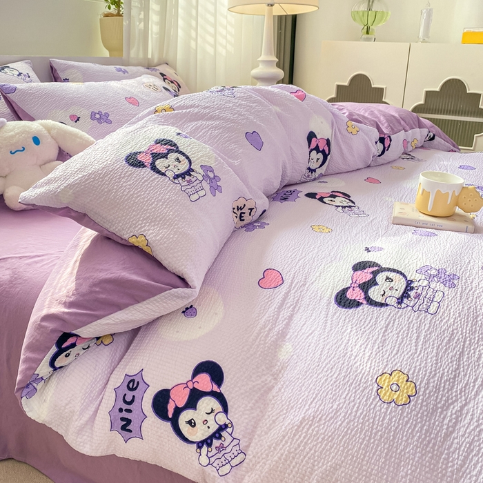 91家纺网 家纺一手货源 找家纺 悦织湾家纺 2025新款轻奢北欧风小清新印花水洗棉四件套 酷米乐