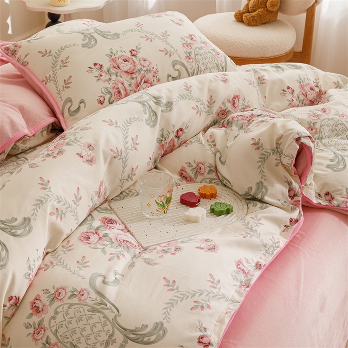 91家纺网 家纺一手货源 找家纺 红粉佳人 2025新款棉加绒印花四件套 牡丹亭