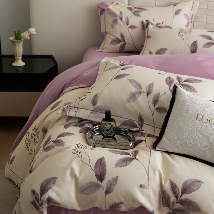 91家纺网 家纺一手货源 找家纺 2025新款全棉加厚生态磨毛印花四件套-基础款 叶咏紫