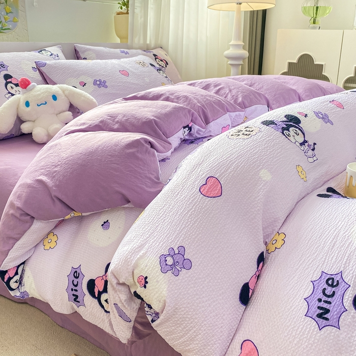 91家纺网 家纺一手货源 找家纺 悦织湾家纺 2025新款轻奢北欧风小清新印花水洗棉四件套 酷米乐