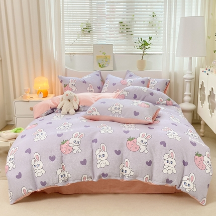 91家纺网 家纺一手货源 找家纺 （总）悦织湾家纺 2025新款轻奢北欧风小清新印花水洗棉四件套