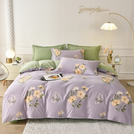 91家纺网 家纺一手货源 找家纺 （总）优尚家纺 2025新款全棉磨毛纯棉喷气印花清新轻奢款四件套