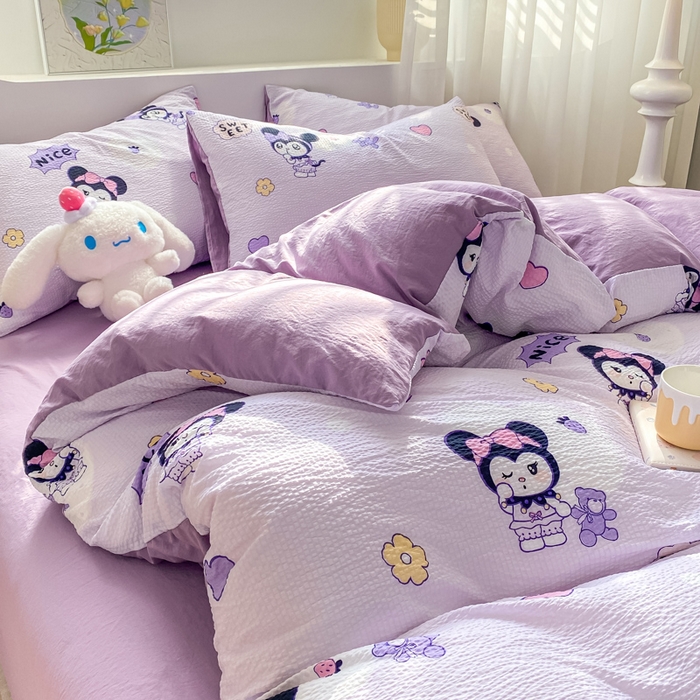 91家纺网 家纺一手货源 找家纺 悦织湾家纺 2025新款轻奢北欧风小清新印花水洗棉四件套 酷米乐