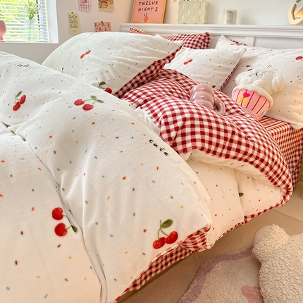 91家纺网 家纺一手货源 找家纺 （总）2024新款200g加厚防静电牛奶绒小清新四件套