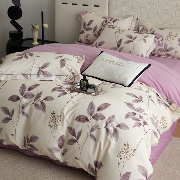 91家纺网 家纺一手货源 找家纺 2025新款全棉加厚生态磨毛印花四件套-基础款 叶咏紫