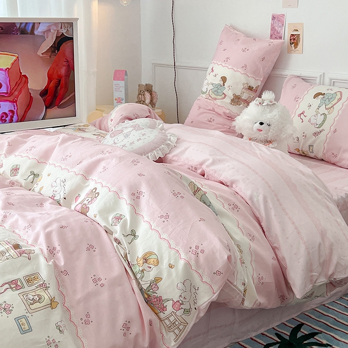 91家纺网 家纺一手货源 找家纺 昔可 2024新款13070全棉四件套系列（第三批） 樱芙公主的一天