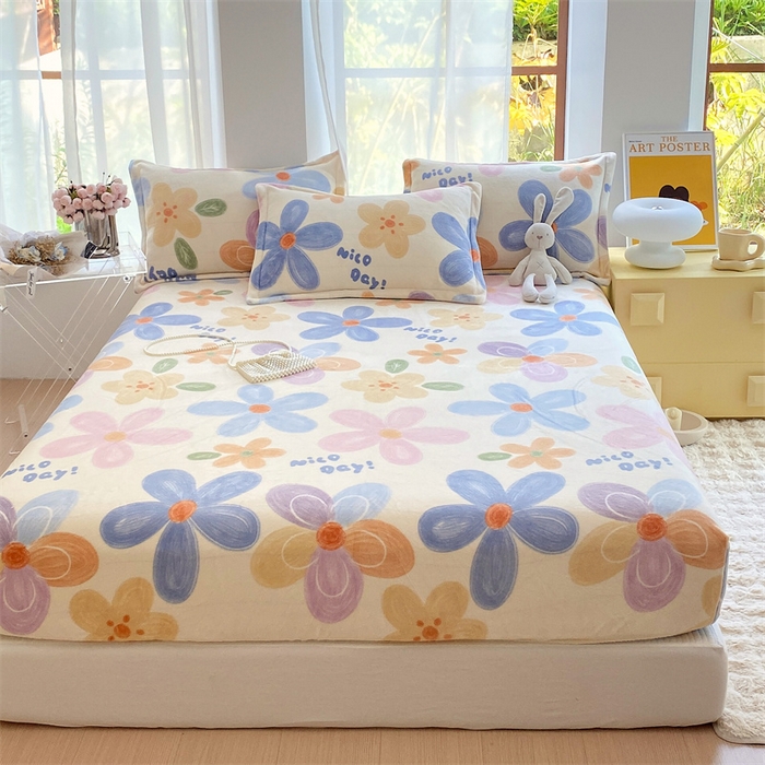 91家纺网 家纺一手货源 找家纺 凯儿家纺  2024新款加厚高克重印花系列单床笠 花香油彩