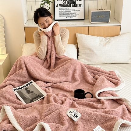沐棉 2024新款羊羔绒泰迪绒毛毯 豆沙色