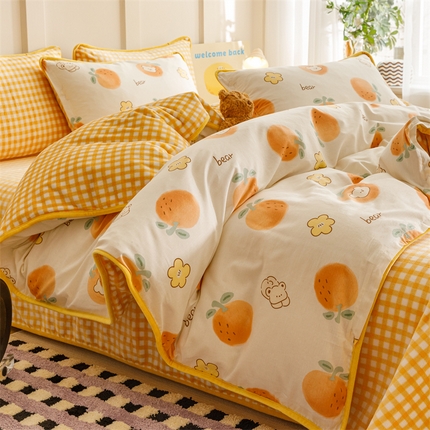 91家纺网 家纺一手货源 找家纺 (总）红粉佳人 2025新款棉加绒印花四件套