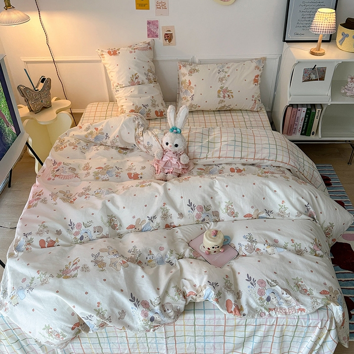 91家纺网 家纺一手货源 找家纺 昔可 2024新款13070全棉四件套系列（第三批） 小兔派对